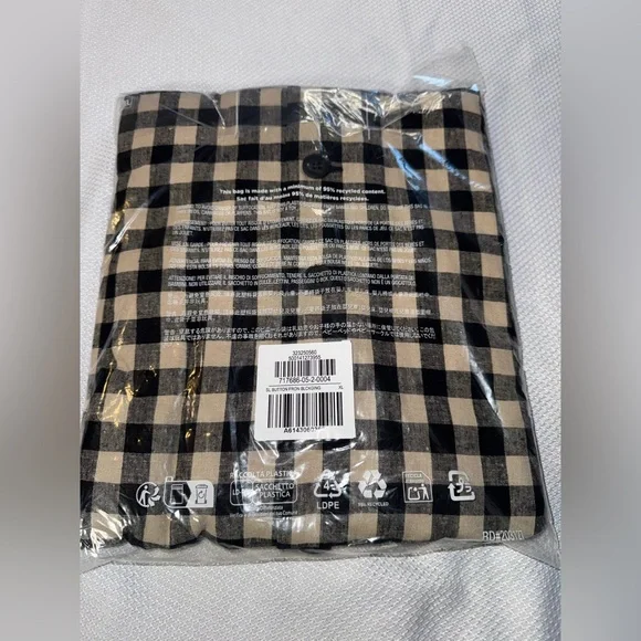 GAP Black Gingham Linen-Blend Button-Front Mini Dress XL NWT ☀️🍂🥶🌼 - Picture 3 of 4